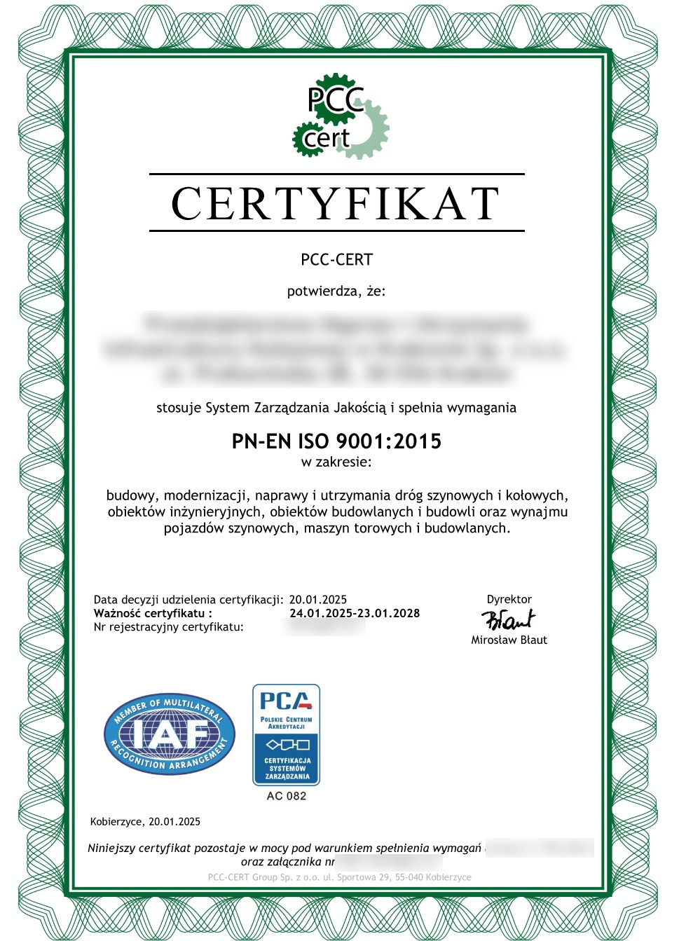 Certyfikat ISO